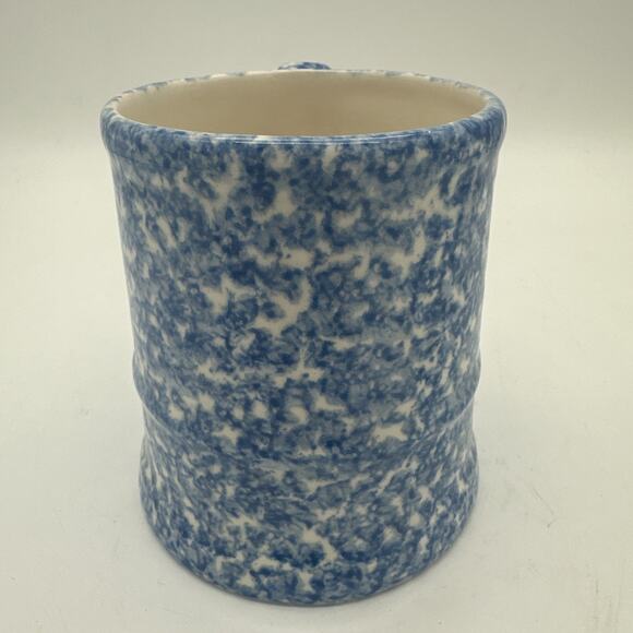NS Gustin Co. LA Pottery Blue Stipple Spongeware Coffee Mug - Picture 2 of 7